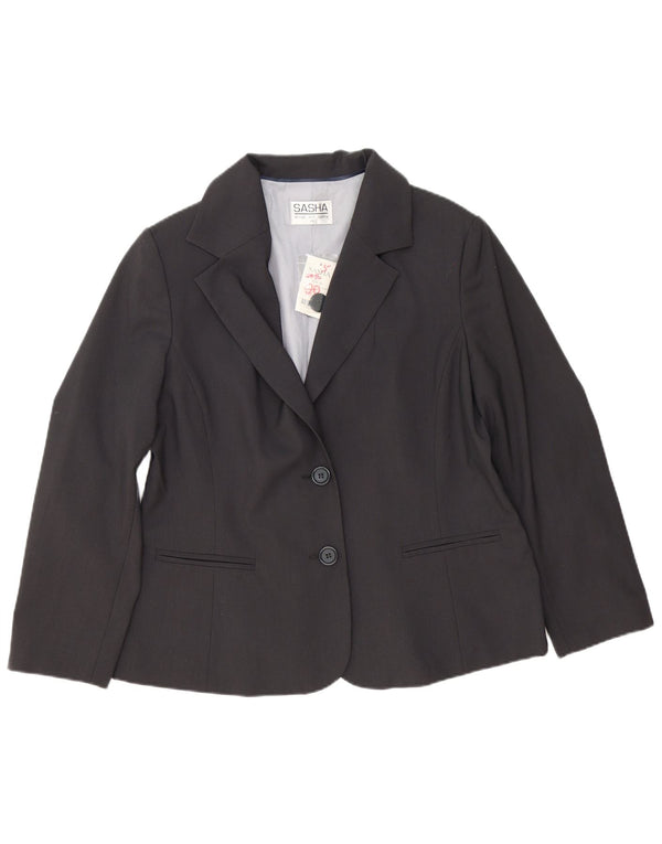 Sasha Womens 2 Button Blazer Jacket UK 20 2XL Grey Polyester