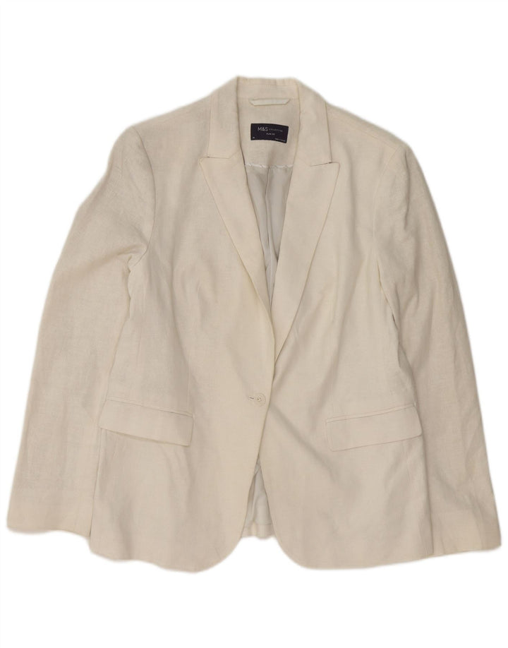 Jaqueta blazer feminina Marks & Spencer com 1 botão Reino Unido 14 grande branca