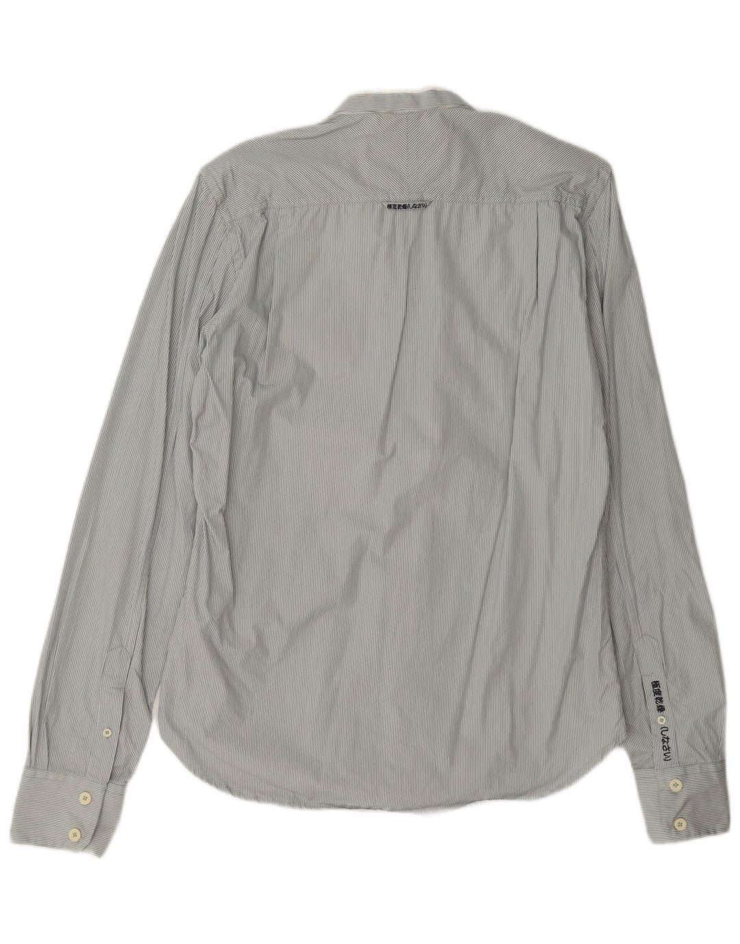 Camisa masculina Superdry cinza médio listrado algodão