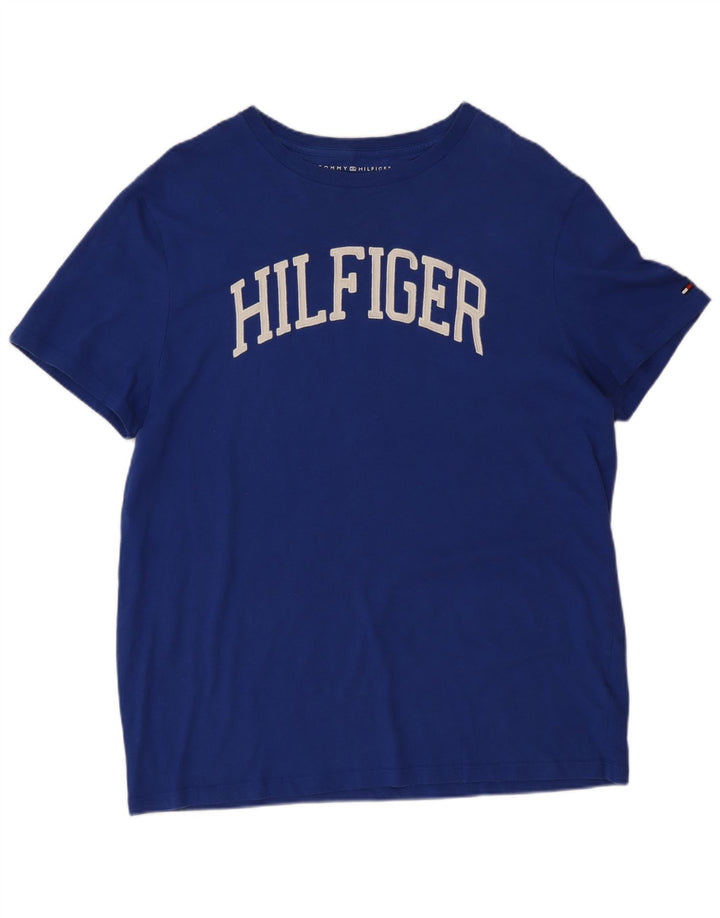 Tommy Hilfiger Camiseta masculina regular gráfica top pequeno algodão azul