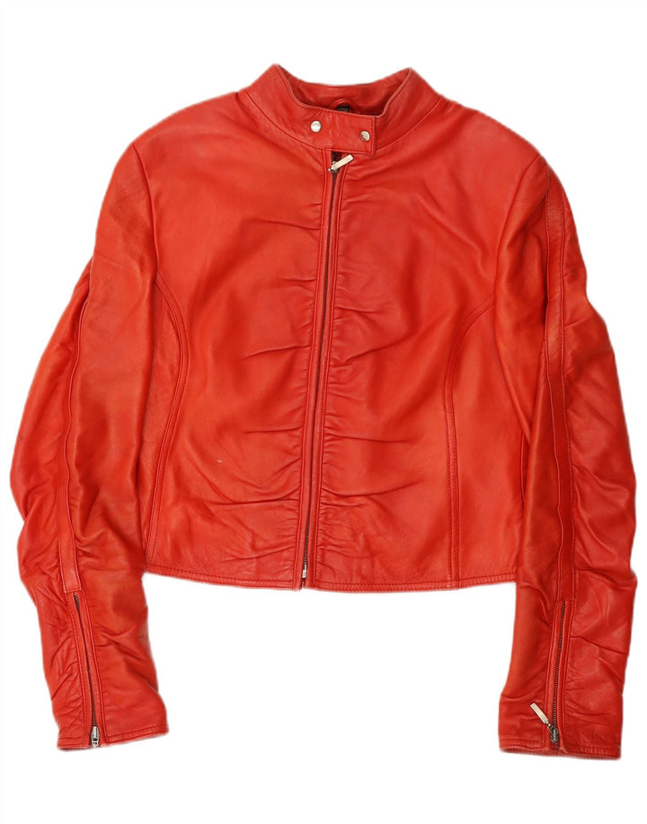 Jaqueta feminina VINTAGE de couro cropped IT 42 couro vermelho médio