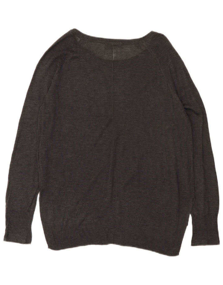 Suéter feminino ZARA com gola canoa Reino Unido 14 Viscose cinza médio