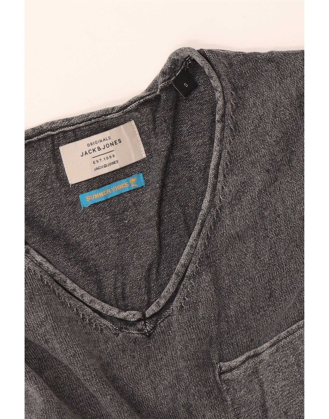 Jack & Jones Mens Top Manga Longa Pequena Cinza