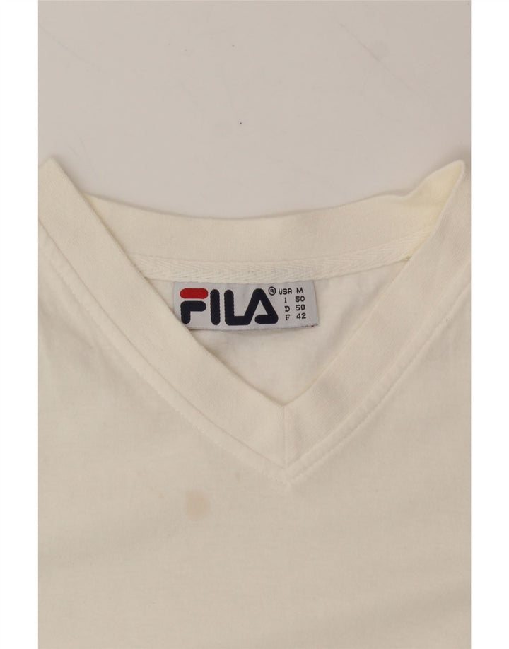 FILA Mens T-Shirt Top IT 50 Medium White Cotton Vintage Fila and Second-Hand Fila from Messina Hembry 