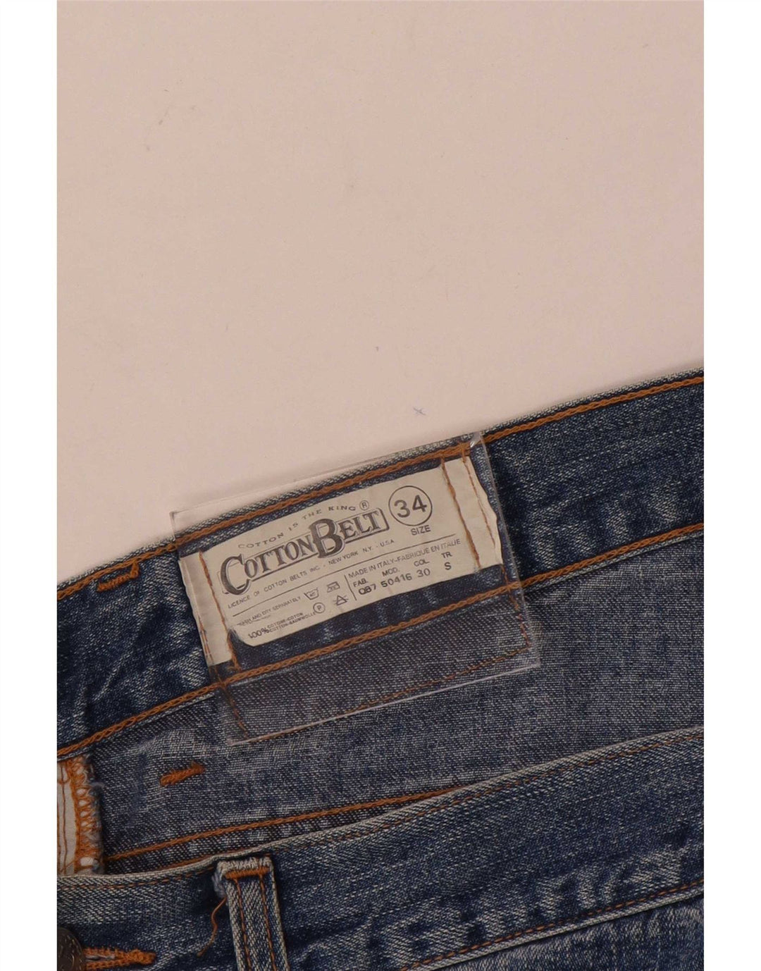 Cinto de algodão masculino jeans cônico W34 L33 azul