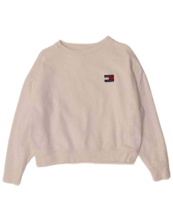 Suéter oversized feminino Tommy Hilfiger UK 2 2XS algodão branco