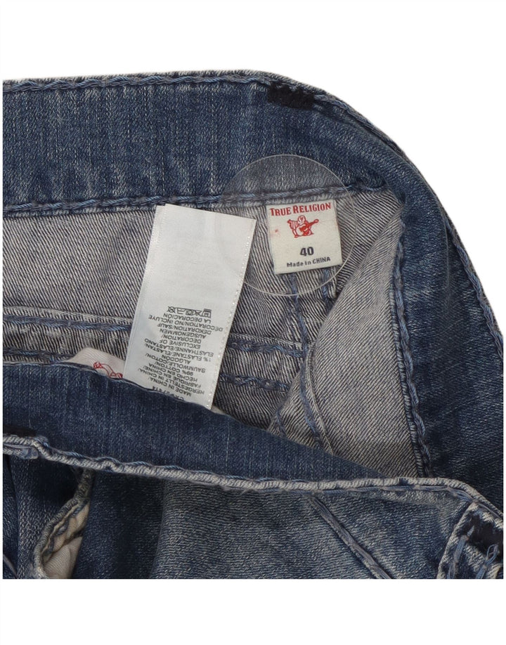 True Religion Mens Slim Jeans W40 L31 Azul Algodão