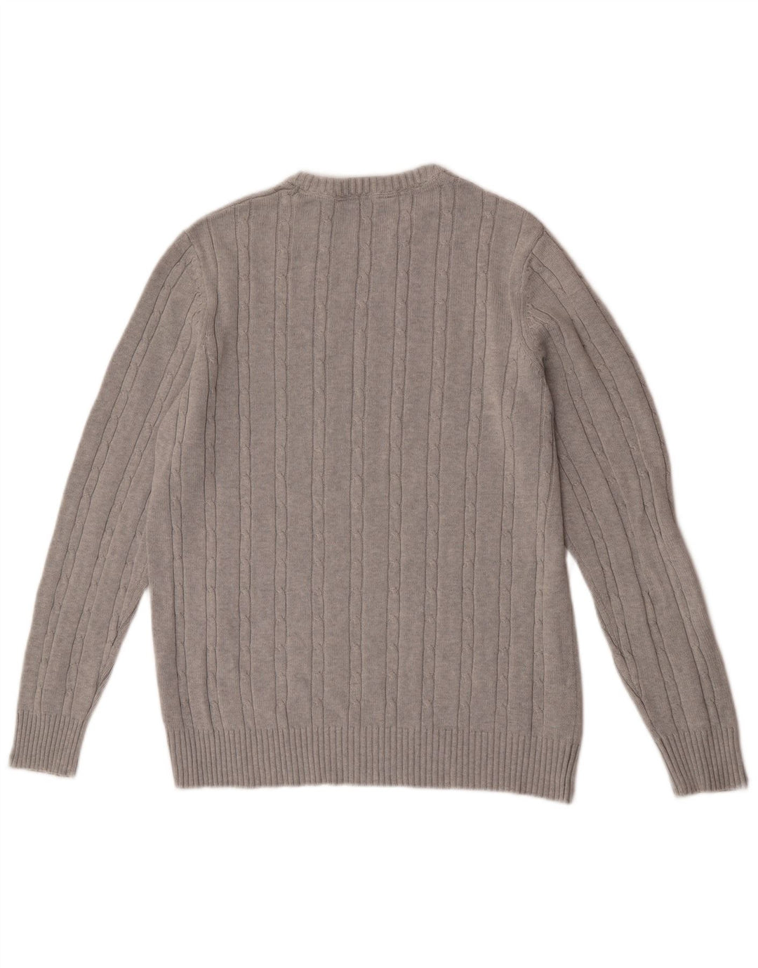 Crew Clothing Suéter masculino com gola redonda, algodão cinza grande