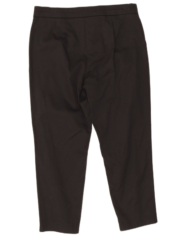 Calças cortadas femininas Marks & Spencer UK 12 médio W30 L23 algodão preto