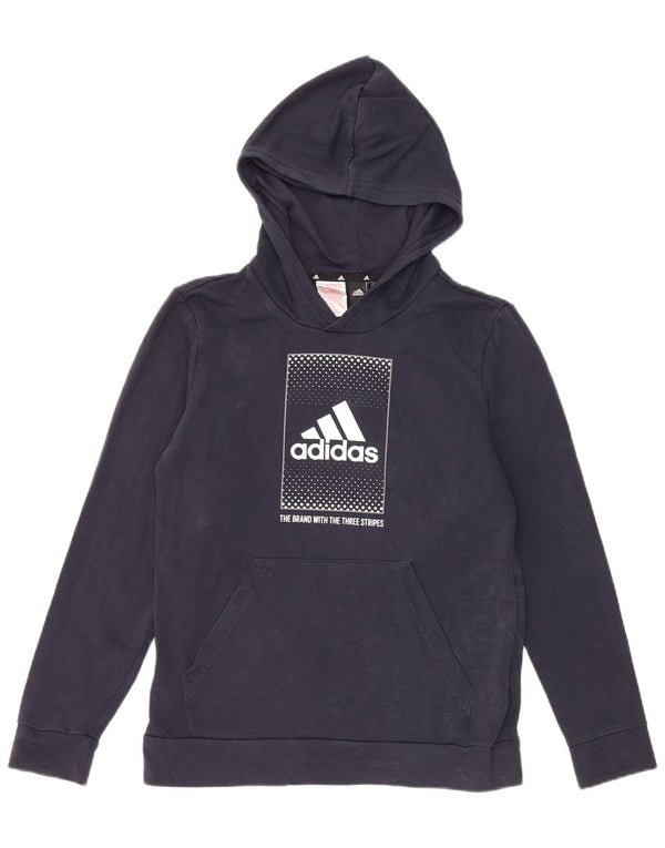 Camisola com capuz gráfico Adidas Boys 13-14 anos azul marinho algodão