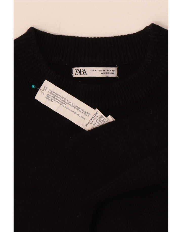 Zara Suéter masculino com gola redonda e viscose preta média
