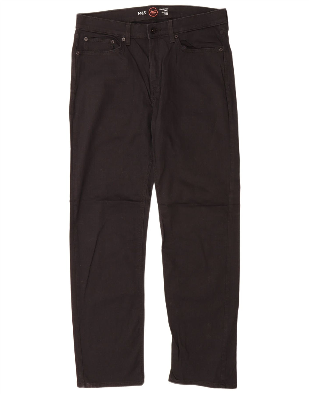 Calça jeans reta regular masculina Marks & Spencer W34 L31 algodão preto