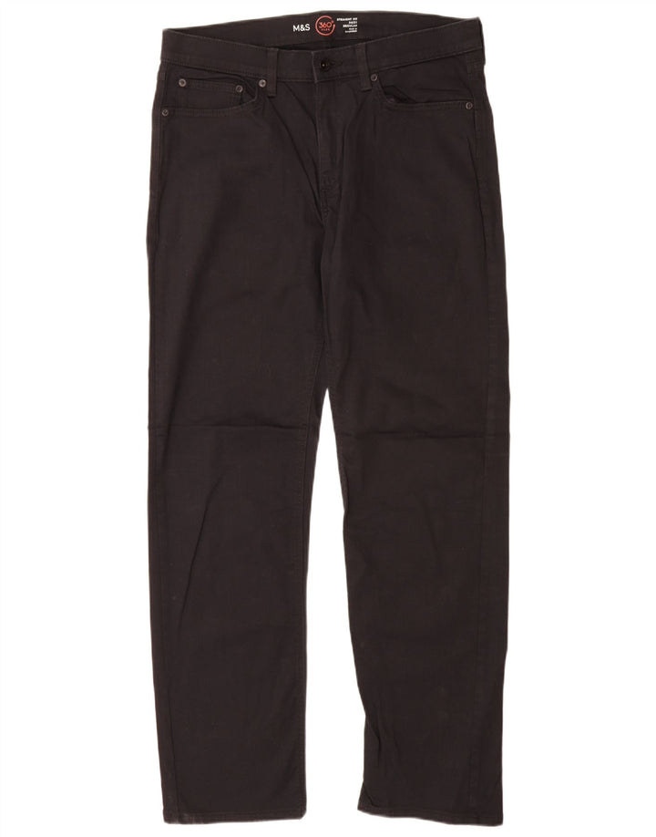 Calça jeans reta regular masculina Marks & Spencer W34 L31 algodão preto