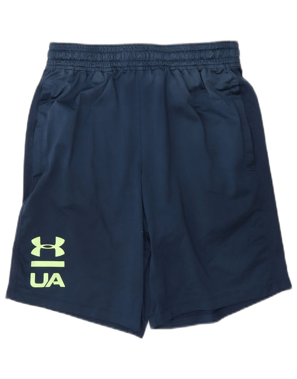 Under Armour Mens Heat Gear Graphic Sport Shorts Pequeno Poliéster Azul Marinho