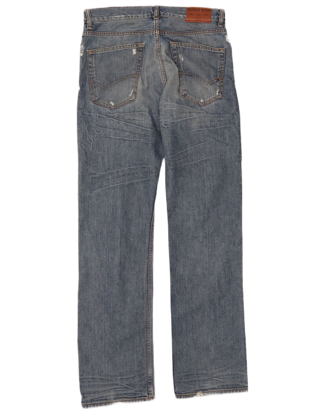 Tommy Hilfiger Mens Jeans Distressed Straight Straight W32 L35 Azul