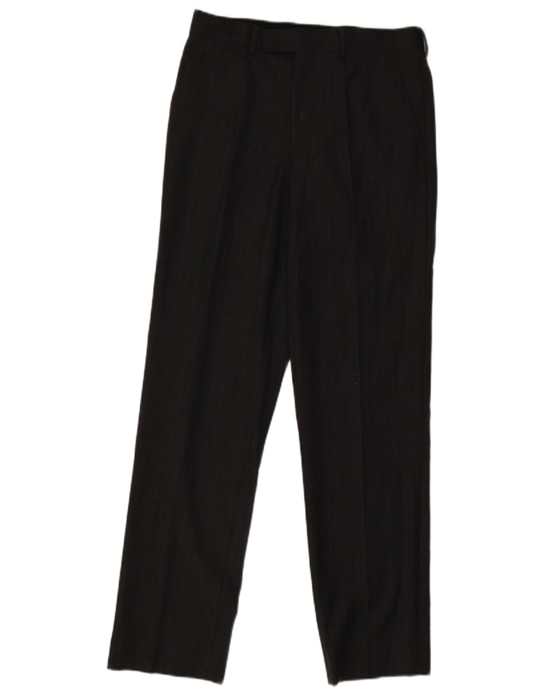 Calça masculina de terno reto French Connection W30 L33 lã listrada cinza