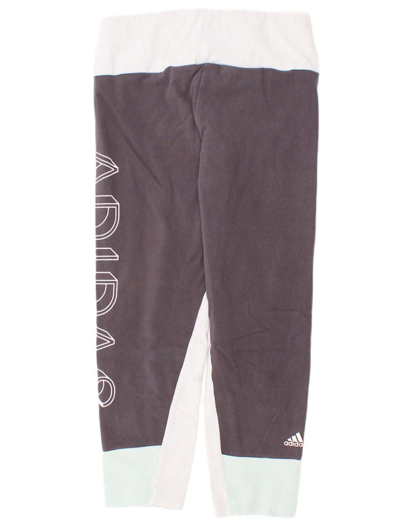 Leggings gráficas Adidas para meninas 9-10 anos cinza colorblock algodão
