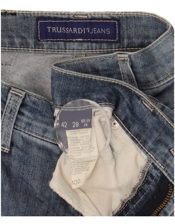 Jeans retos femininos TRUSSARDI W26 L30 algodão azul