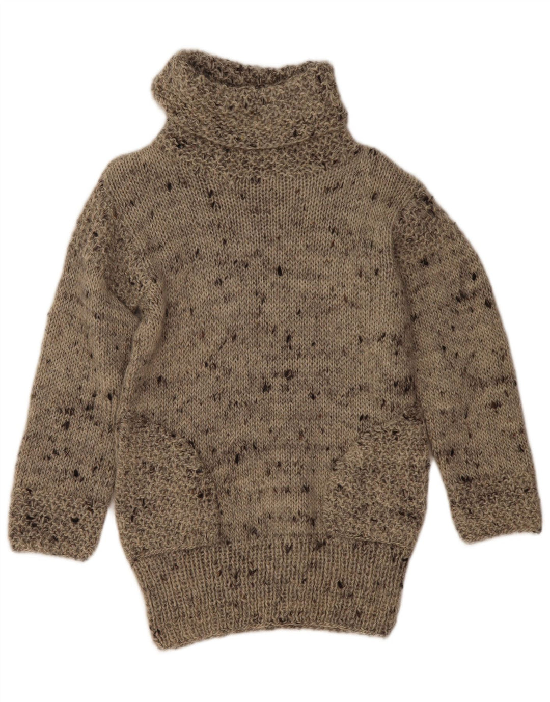 Suéter feminino vintage com gola redonda Reino Unido 12 cinza médio manchado