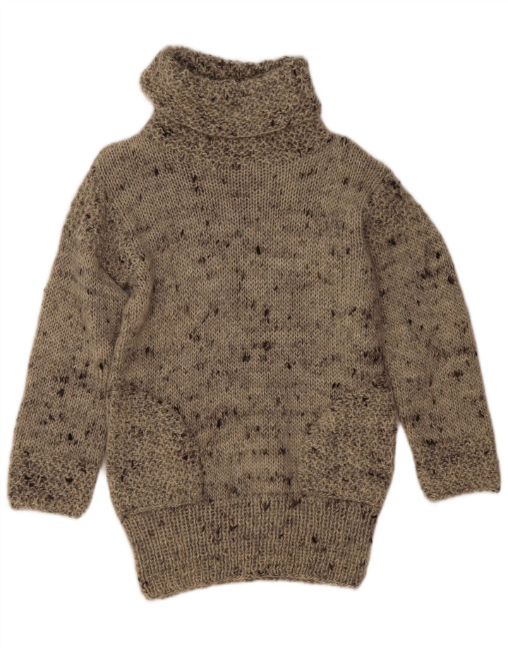 Suéter feminino vintage com gola redonda Reino Unido 12 cinza médio manchado