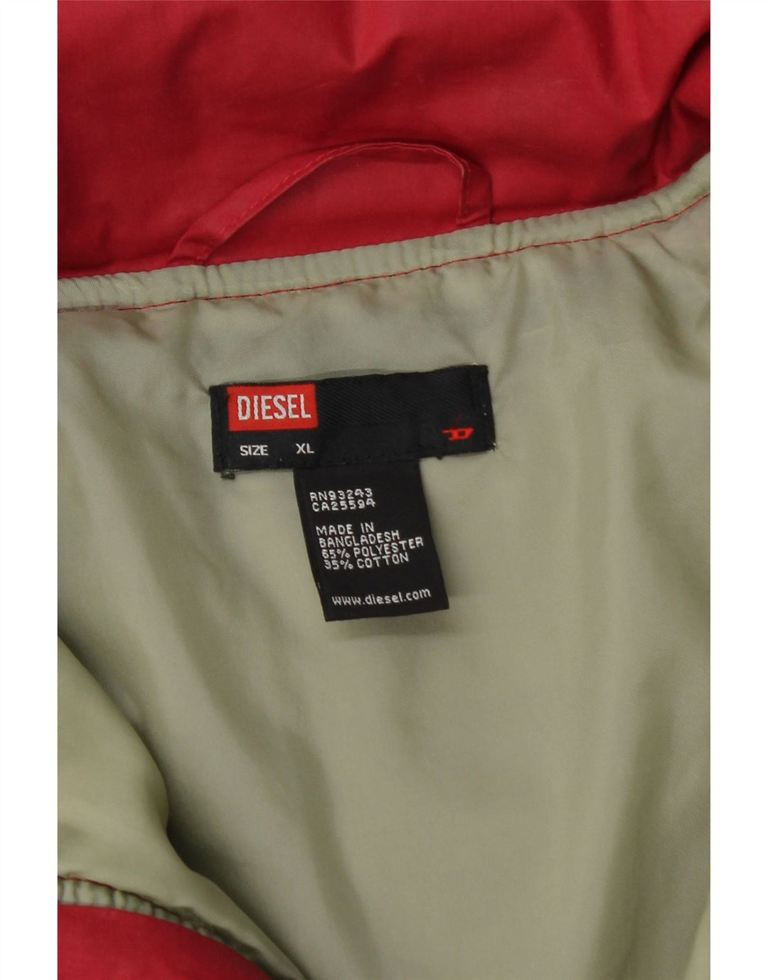 Jaqueta acolchoada masculina Diesel UK 42 XL poliéster vermelho