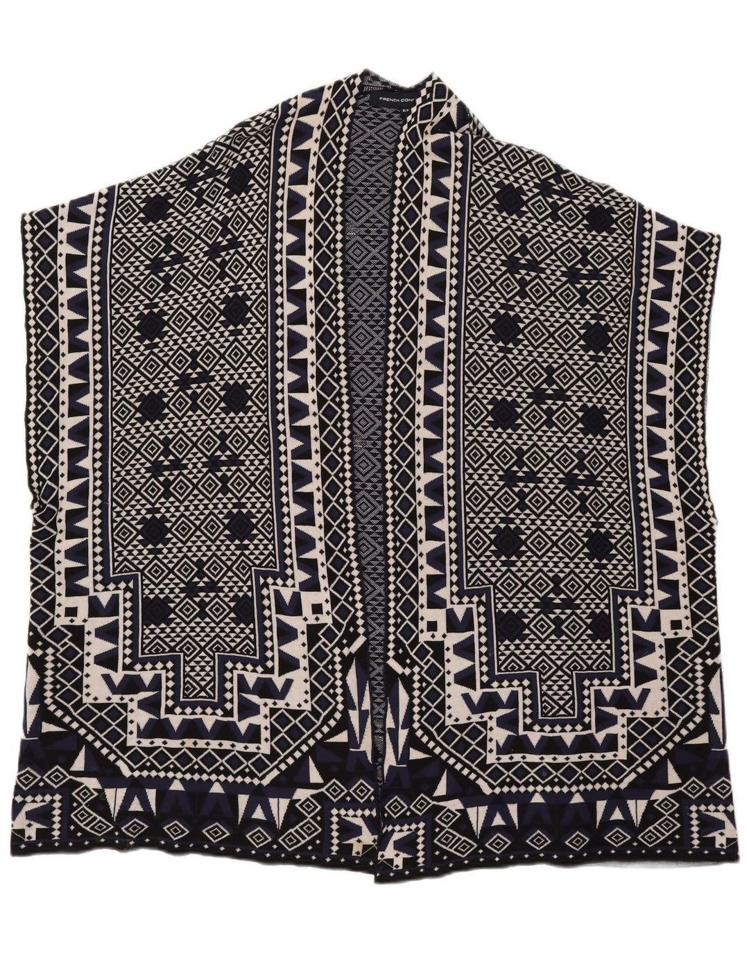 Suéter Cardigan Feminino French Connection UK 10 Pequeno Azul Marinho Geométrico