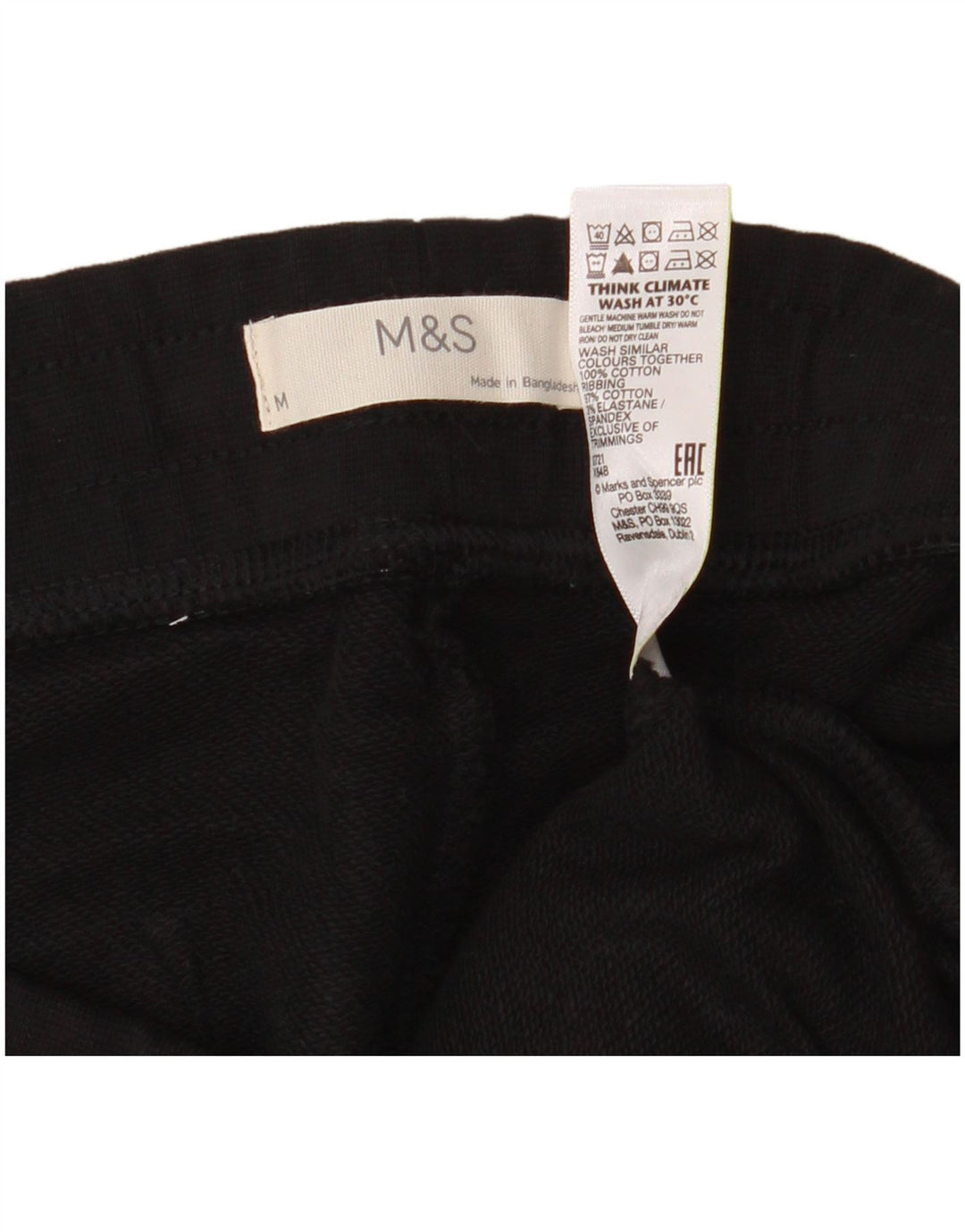 Calça esportiva masculina Marks & Spencer, joggers, algodão preto médio