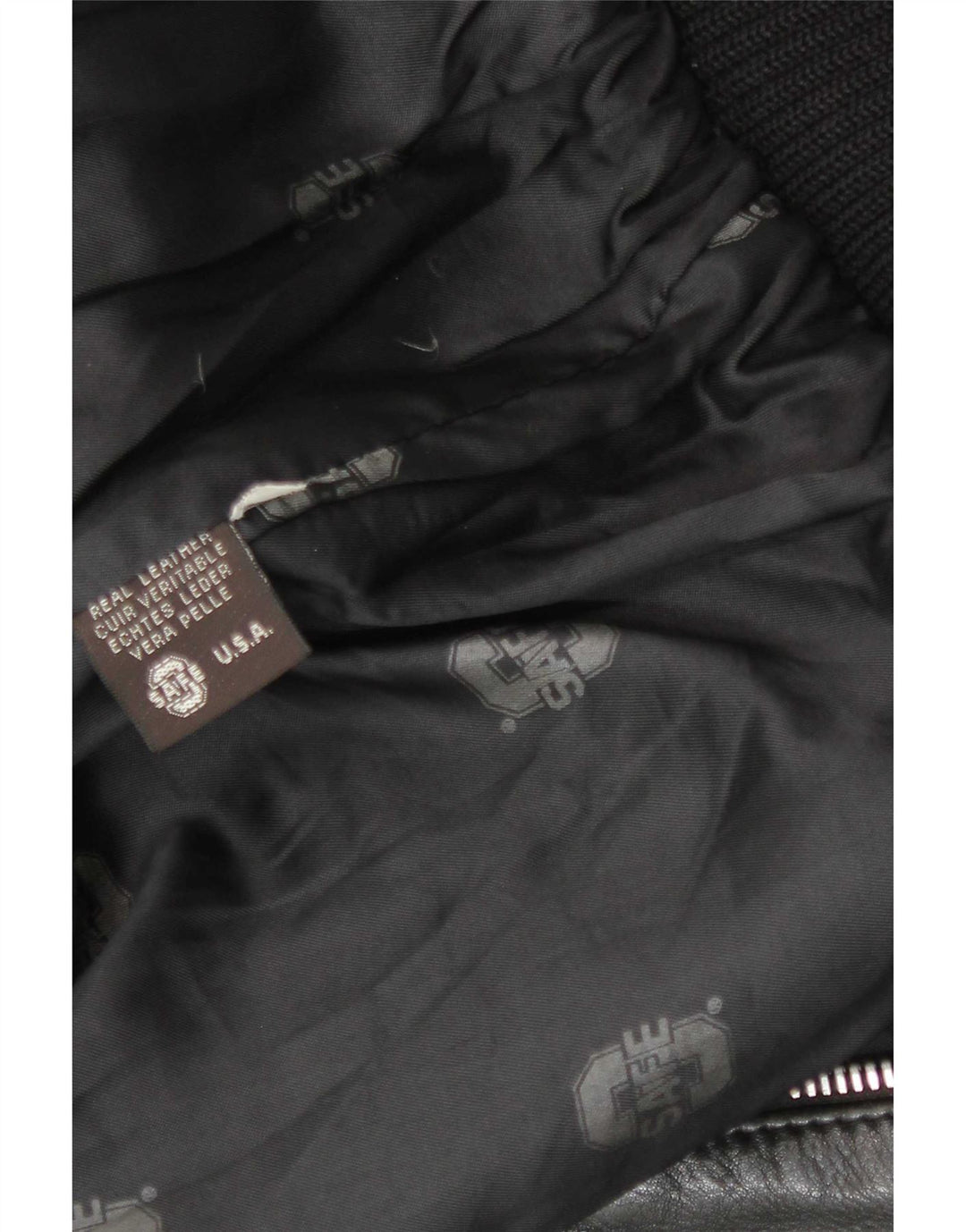 Jaqueta aviadora de couro militar masculina vintage Reino Unido 38 preta média