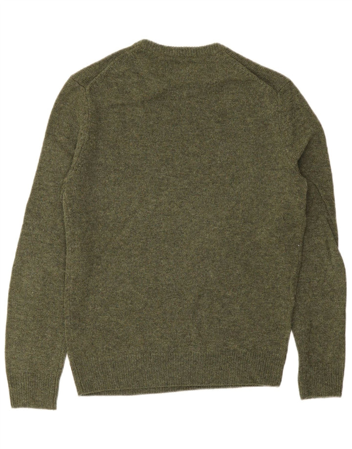 Suéter masculino FARAH com gola redonda e lã de cordeiro verde pequena