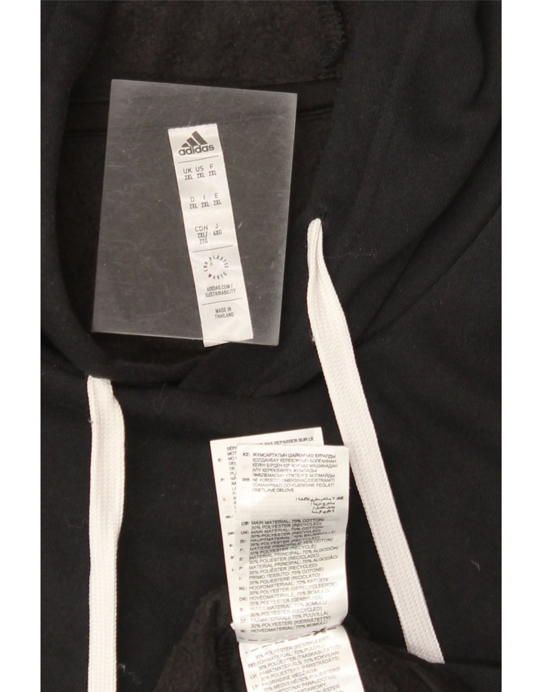 ADIDAS Mens Hoodie Jumper 2XL Algodão Preto