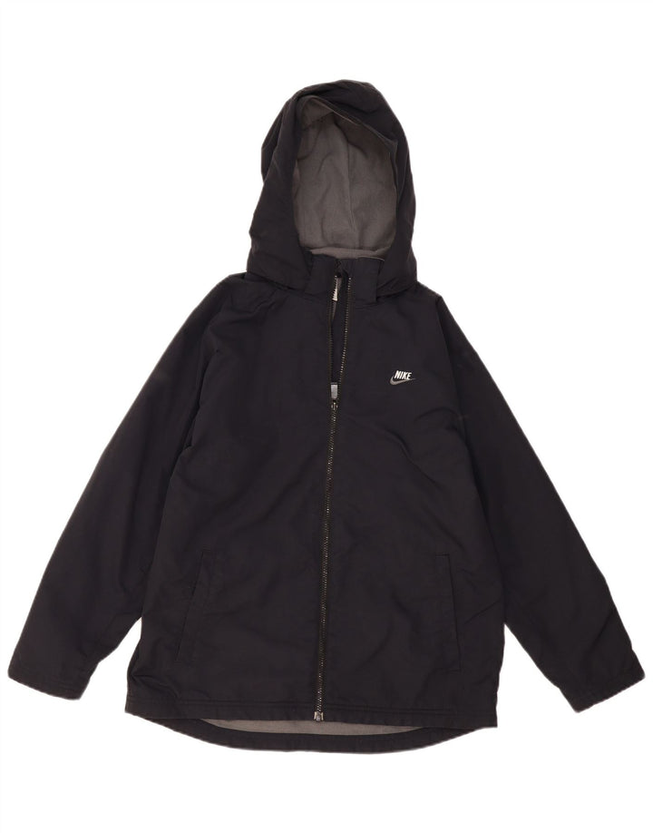Jaqueta corta-vento Nike Boys com capuz 12-13 anos grande preto nylon