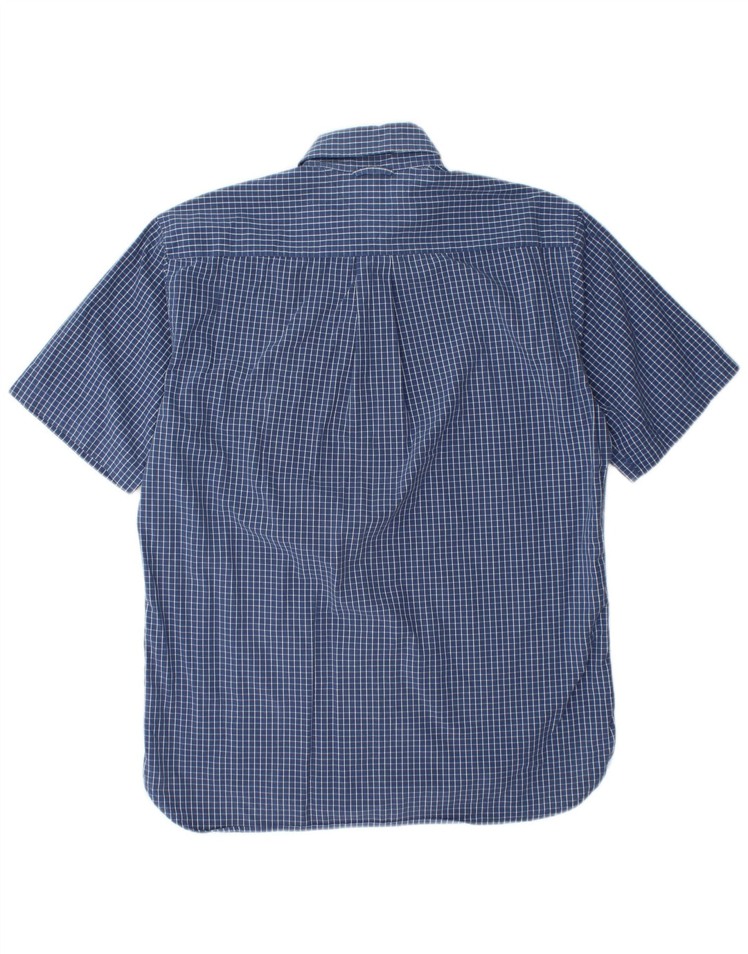 TOMMY HILFIGER Camisa masculina de manga curta pequena azul xadrez de algodão
