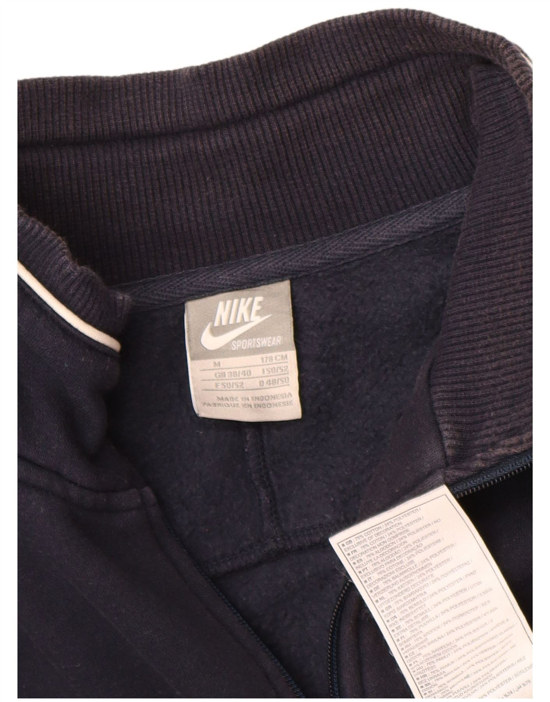 Nike Mens Tracksuit Top Jacket UK 38/40 Médio Azul Marinho Algodão