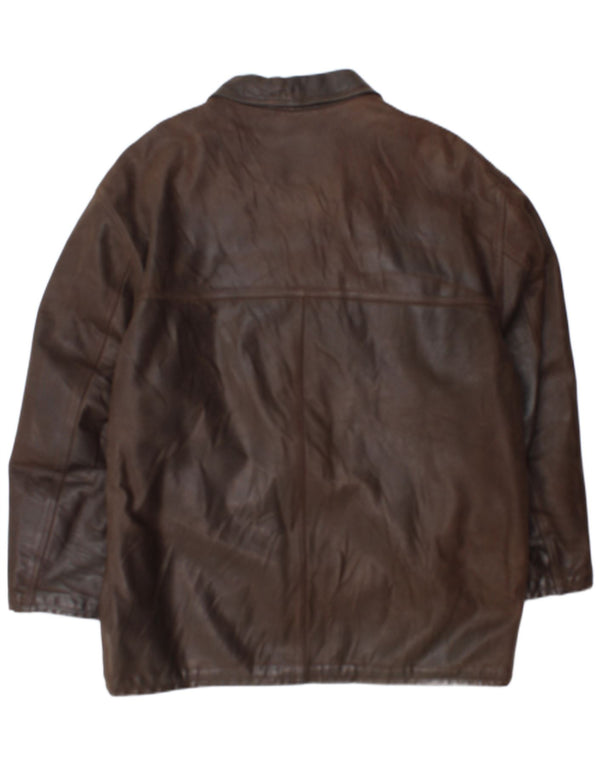 Casaco de couro masculino vintage Reino Unido 38 couro marrom médio