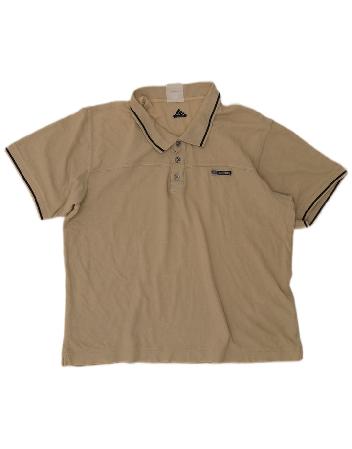 Camisa polo masculina Adidas grande algodão listrado bege