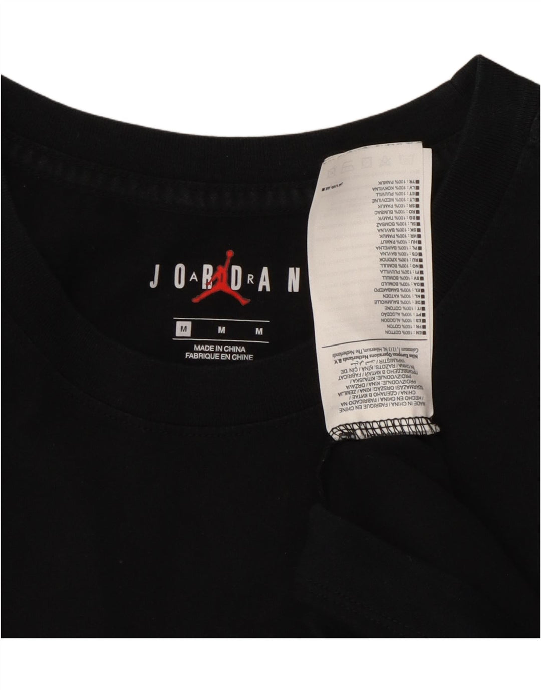 JORDAN Mens Graphic T-Shirt Top Medium Black Cotton