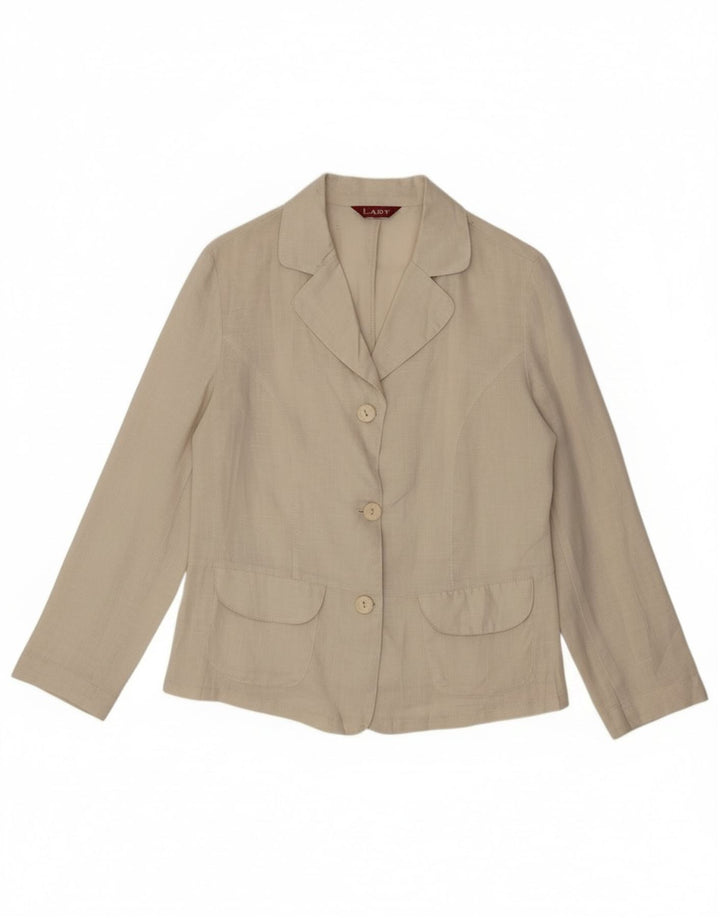 Blusa feminina vintage UK 14 linho bege médio