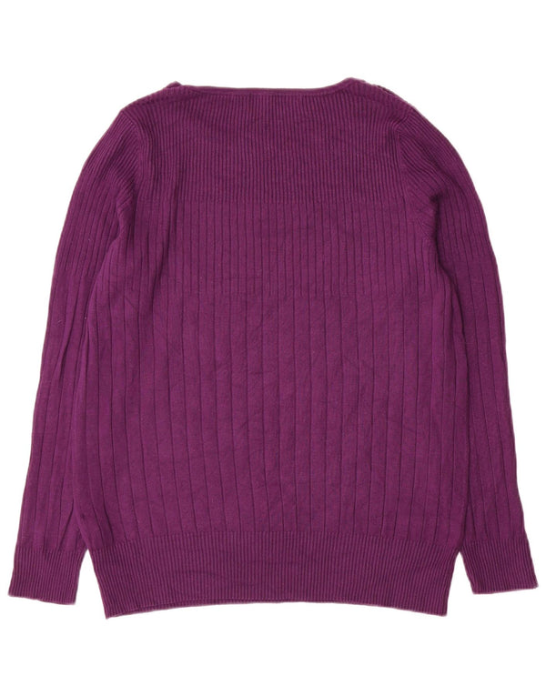Suéter feminino Marks & Spencer com gola canoa e viscose roxa UK 20 2XL