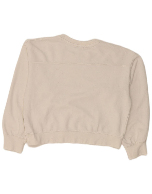 Zara Womens Crop Sweatshirt Jumper UK 14 Médio Poliéster Branco