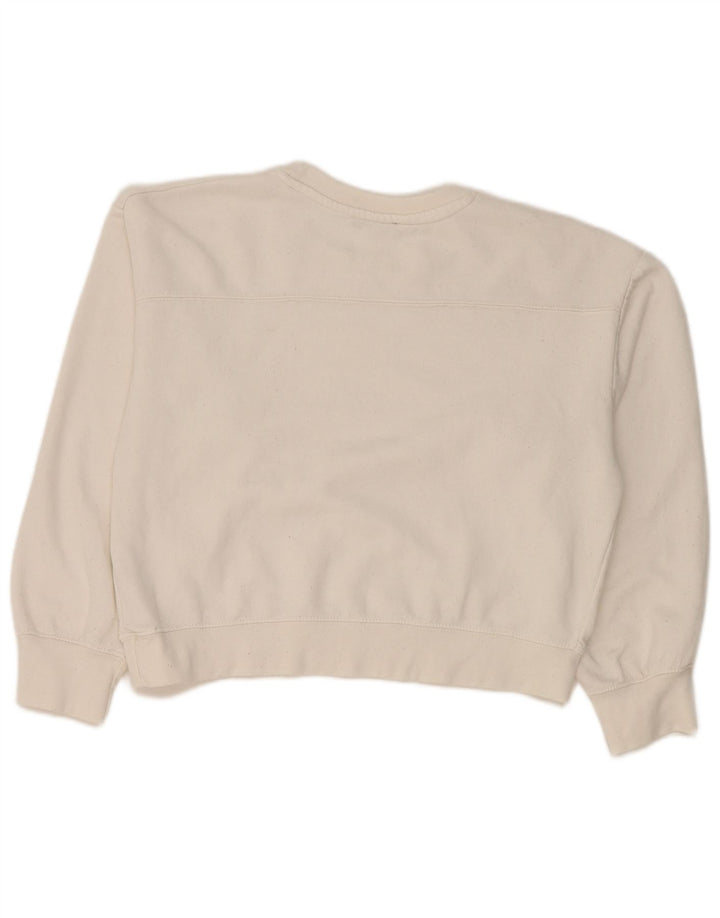 Zara Womens Crop Sweatshirt Jumper UK 14 Médio Poliéster Branco
