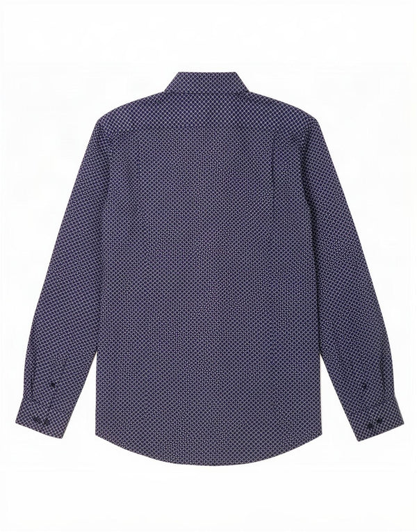 Camisa masculina Guide London pequena azul marinho xadrez algodão