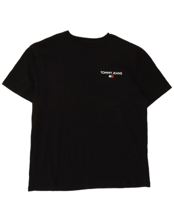 Camiseta masculina Tommy Hilfiger com estampa gráfica grande de algodão preto