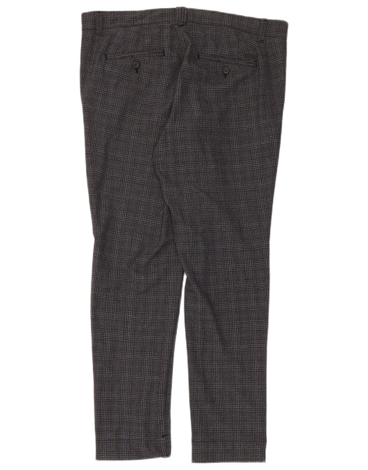 Calça masculina Jack & Jones Marco Slim Chino W36 L32 cinza xadrez poliéster