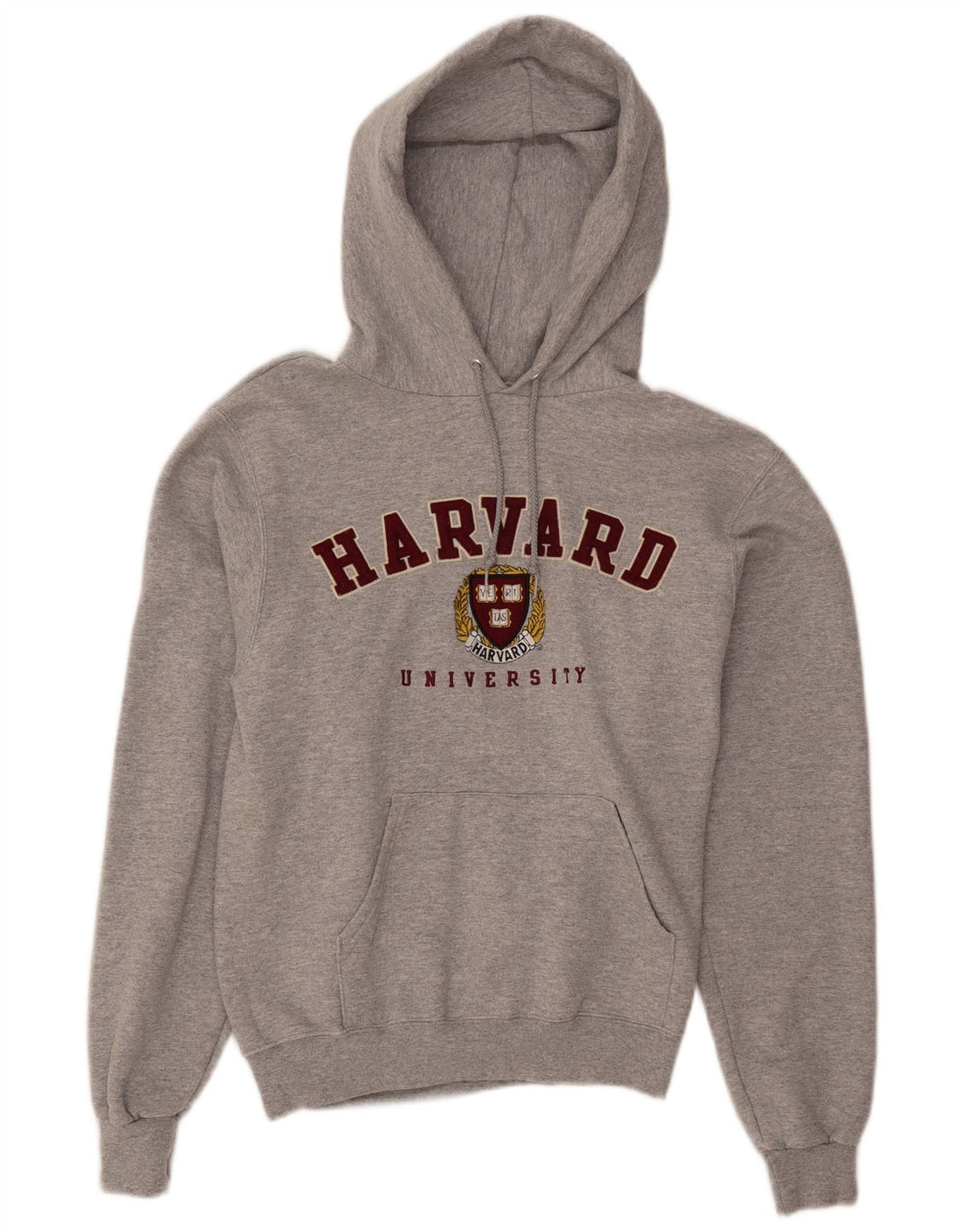 CHAMPION Suéter masculino com capuz gráfico Harvard pequeno algodão cinza