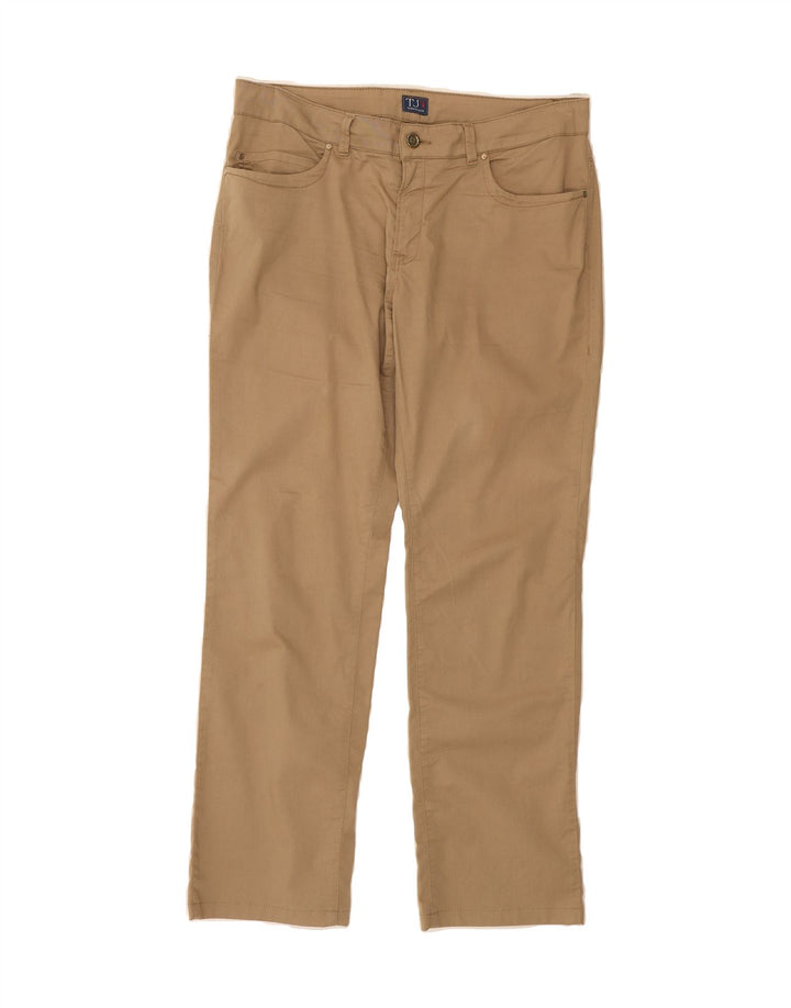 TRUSSARDI Womens Straight Casual Trousers W31 L30 Beige Cotton Vintage Trussardi and Second-Hand Trussardi from Messina Hembry 