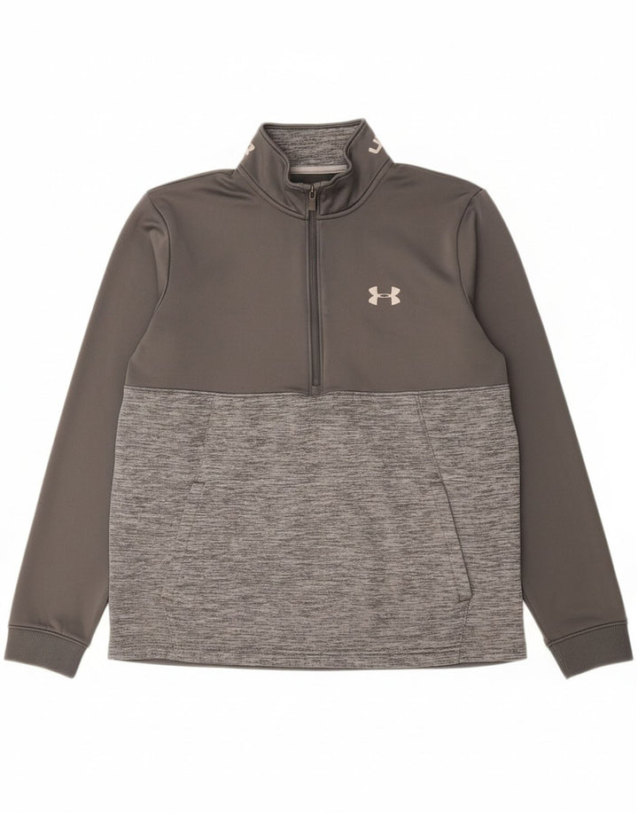 UNDER ARMOUR Mens Cold Gear Moletom Jumper Médio Cinza Colourblock