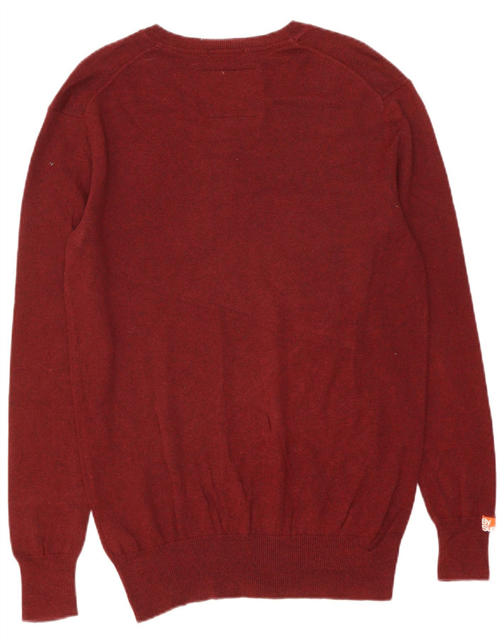 Suéter masculino SUPERDRY com decote em V, algodão marrom médio
