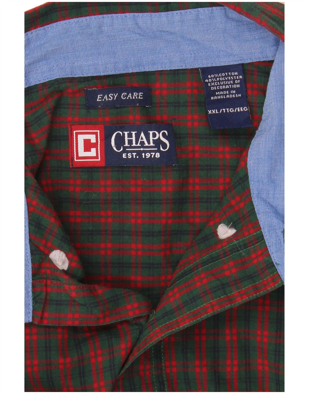 Camisa masculina Chaps 2XL algodão xadrez verde