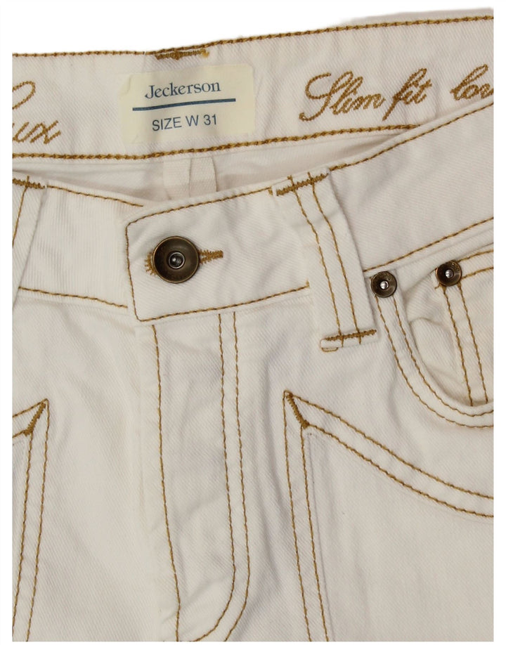 Jeans slim feminino JECKERSON W31 L32 algodão branco