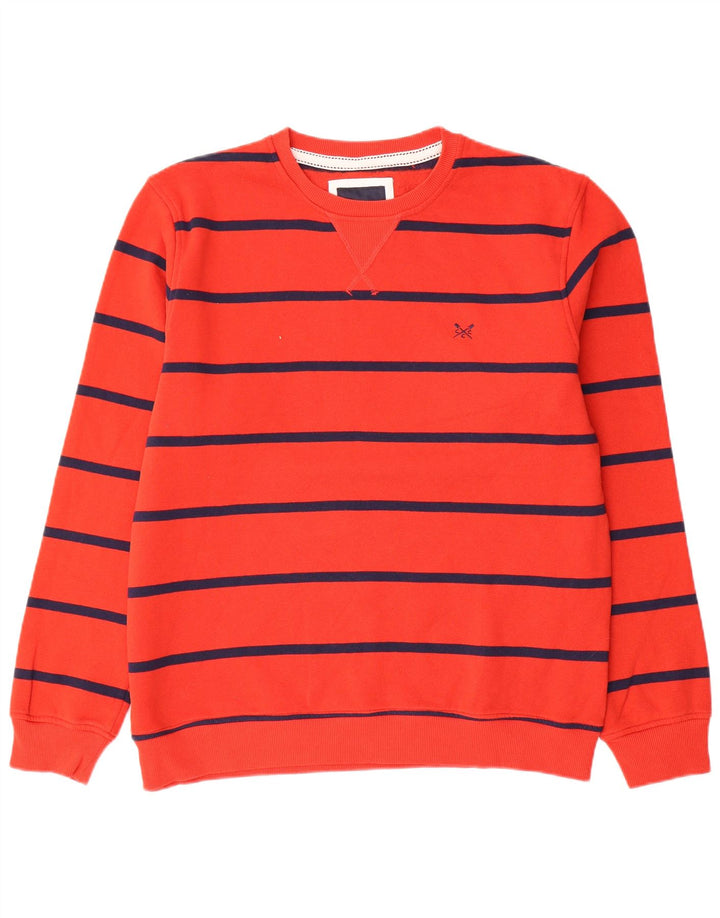 Crew Clothing Mens Moletom Jumper Grande Algodão Listrado Vermelho